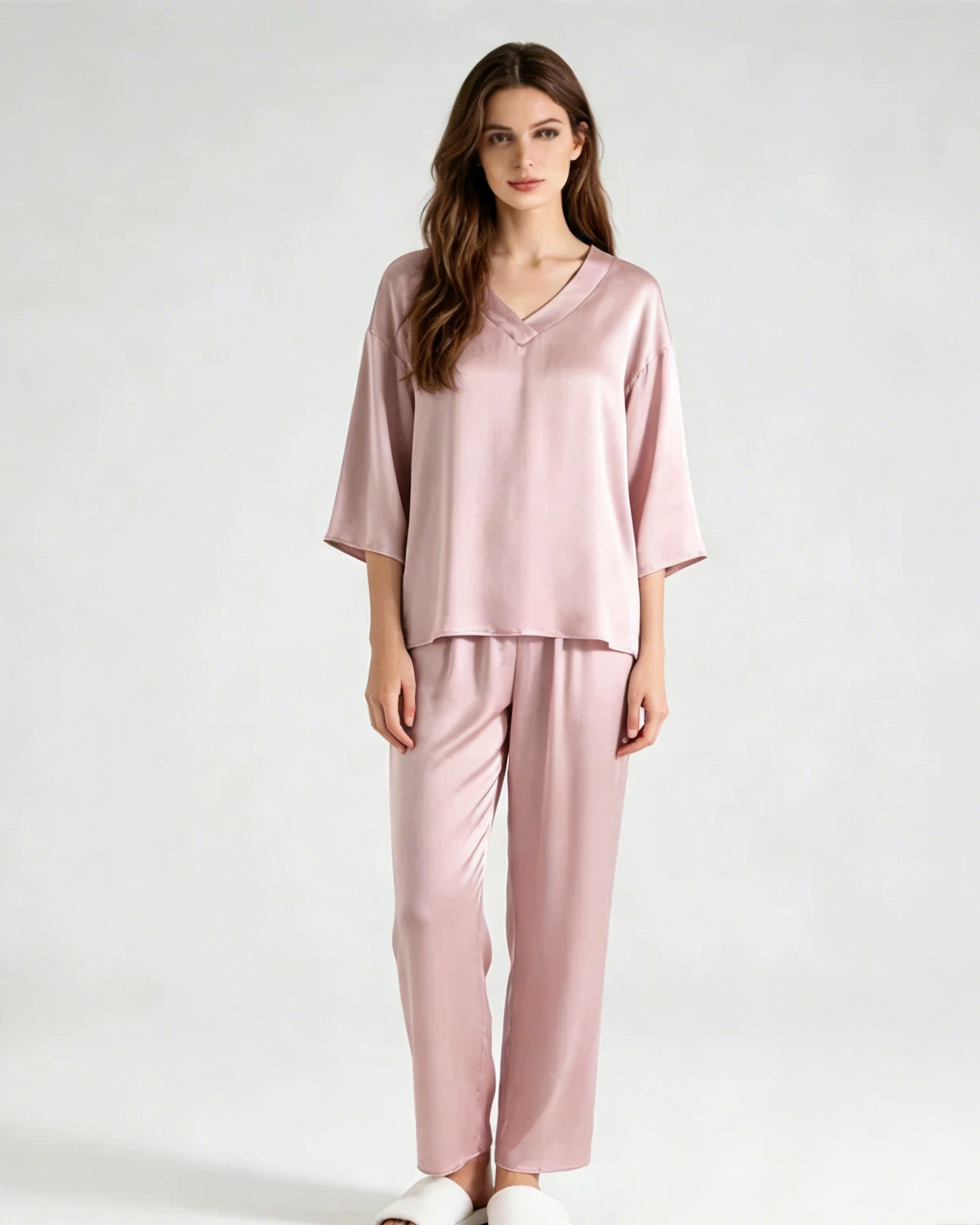 Silk Satin V-Neck Lounge Suit