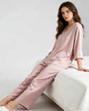 Silk Satin V-Neck Lounge Suit