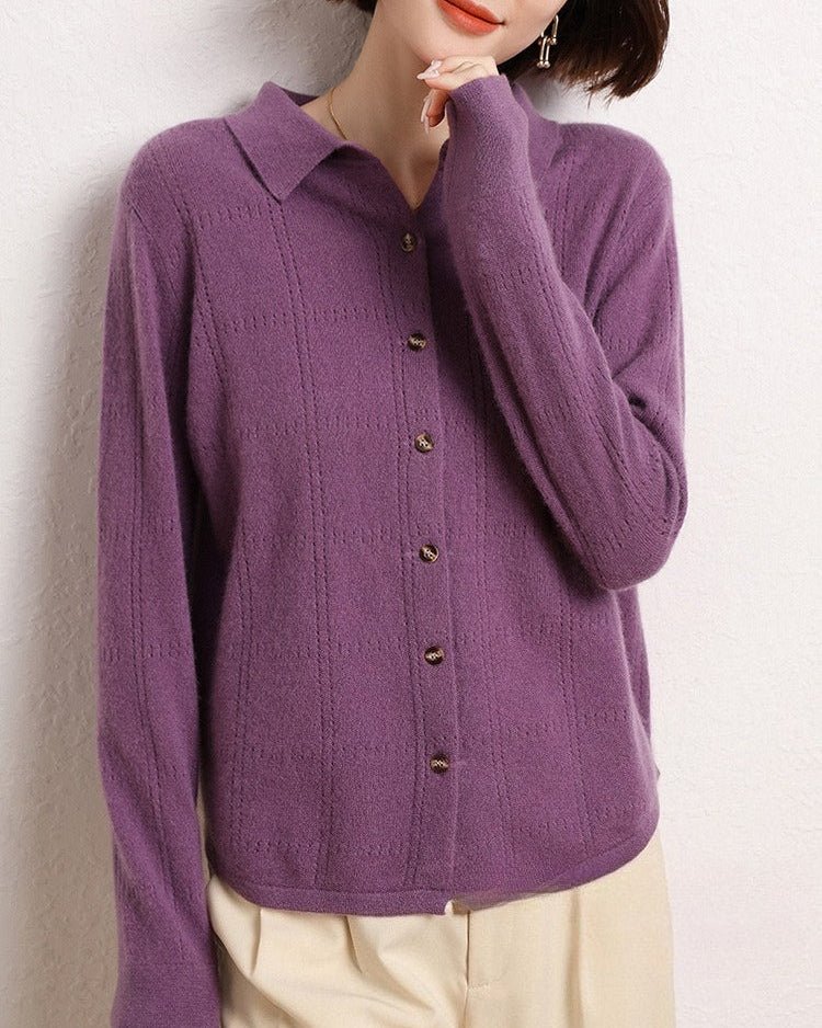 Cashmere Openwork Cardigan Sweater