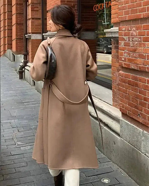Wool Belted Long Warp Coat