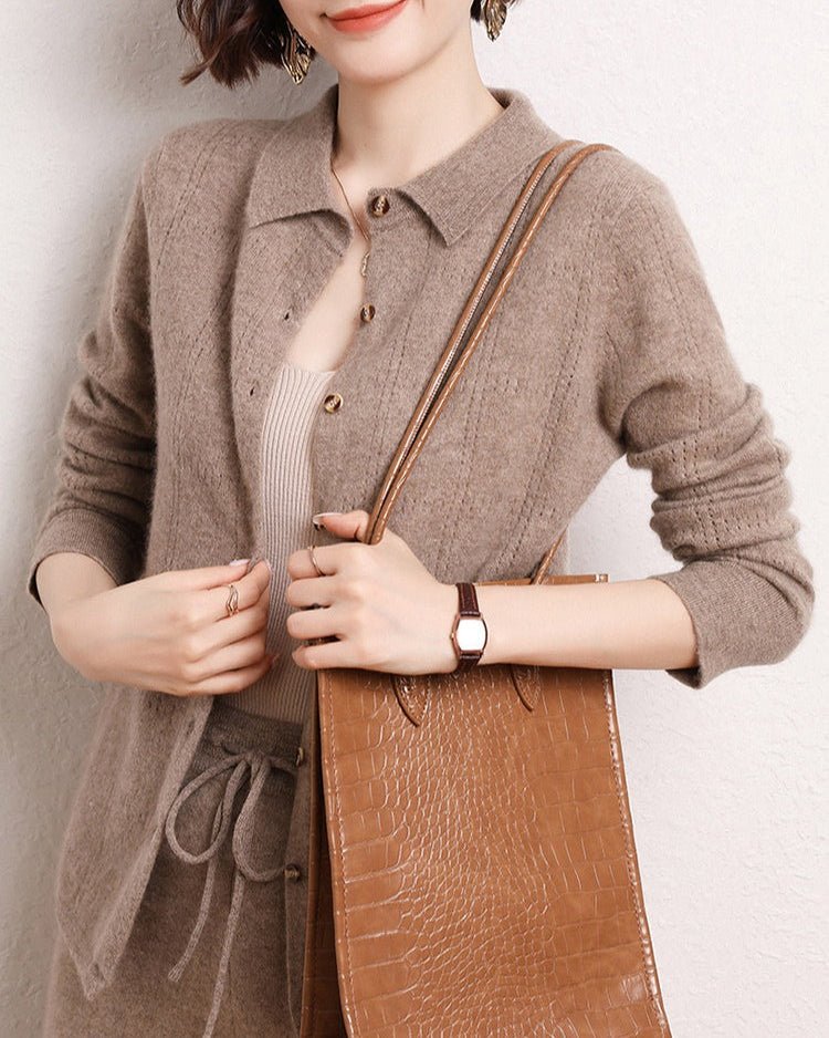 Cashmere Openwork Cardigan Sweater
