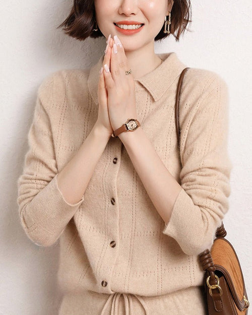 Cashmere Openwork Cardigan Sweater