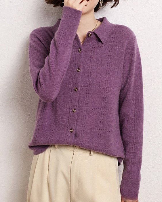 Cashmere Openwork Cardigan Sweater