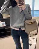 Women's  cashmere faux two-piece sweater - O-neck, single-breasted cardigan and loose knit fit, perfect for versatile autumn/winter layering or casual daily wear.