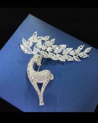 Christmas Deer Rhinestone Brooch Pin