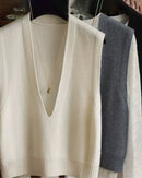 Deep V-Neck Wool Vest
