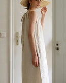 Linen Halter-Neck Maxi Dress