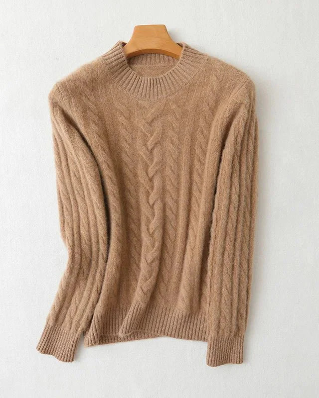 Cable Knit O-neck Wool Sweater