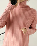 Ribbed Knit Turtleneck Wool Sweater