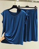 Modal Sleeveless Round-Neck Top & Shorts Pajama Set