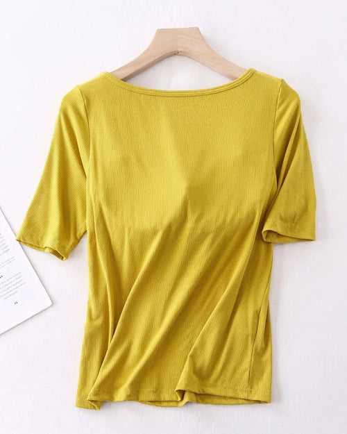 Modal Cotton Padded Half-Sleeve Sleep Top