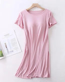 Modal Built-In Bra Short Sleeve Knee-Length Sleep Dress