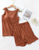 Modal Built-In Bra Vest & Shorts 2-Piece Pajama Set