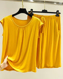 Modal Sleeveless Round-Neck Top & Shorts Pajama Set