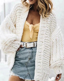 Bohemian Style Knitted Lantern Sleeve Sweater Cardigan
