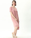 Plus Size Cotton Short-Sleeve Round Neck Sleep Dress