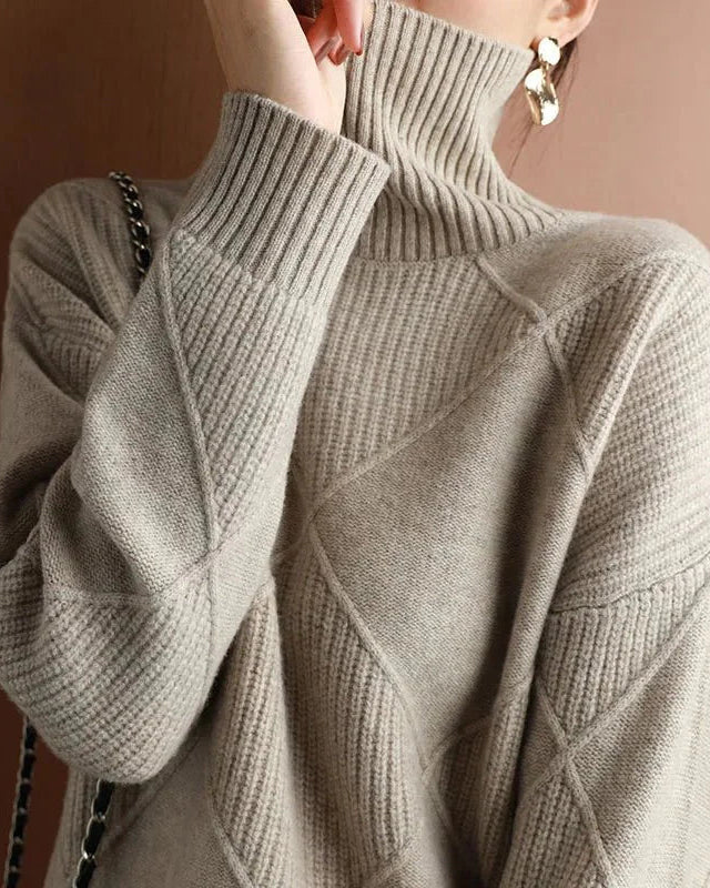 Pure Wool Solid Turtleneck Sweater
