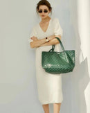 V-Neck Short-Sleeved Wool Knitted Dress