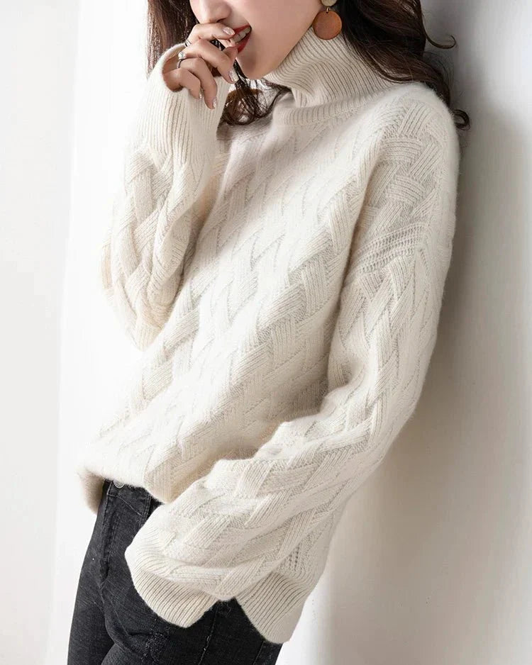 Slouchy Turtleneck Wool Sweater