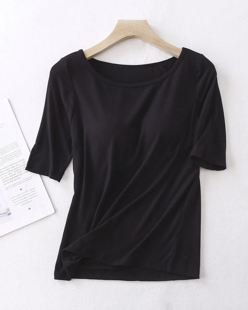 Modal Cotton Padded Half-Sleeve Sleep Top