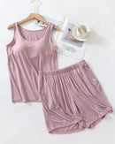 Modal Built-In Bra Vest & Shorts 2-Piece Pajama Set