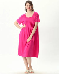 Plus Size Cotton Short-Sleeve Round Neck Sleep Dress