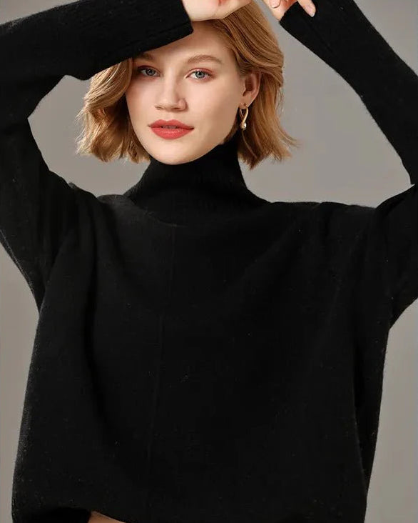 Turtleneck Solid Color Cashmere Sweater