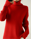 Ribbed Knit Turtleneck Wool Sweater