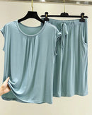 Modal Sleeveless Round-Neck Top & Shorts Pajama Set