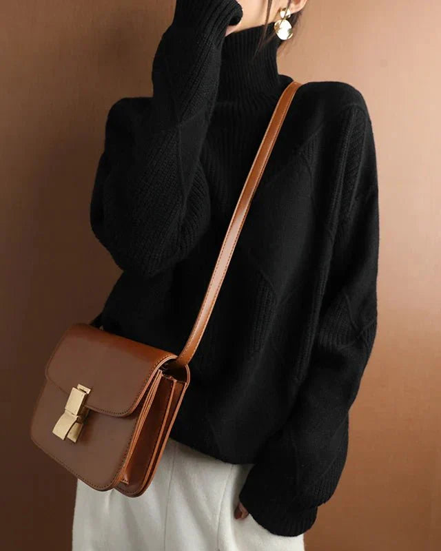 Pure Wool Solid Turtleneck Sweater
