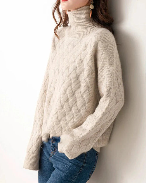 Slouchy Turtleneck Wool Sweater