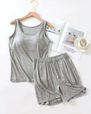 Modal Built-In Bra Vest & Shorts 2-Piece Pajama Set