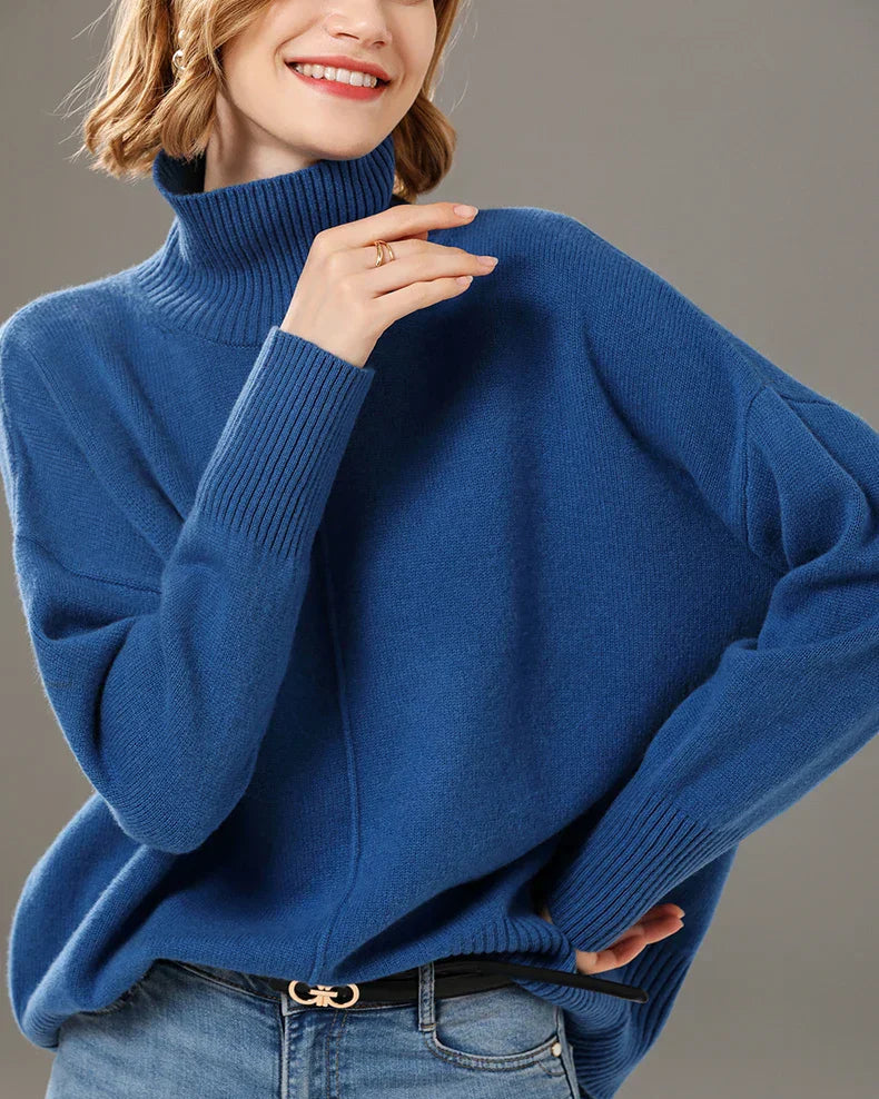 Turtleneck Solid Color Cashmere Sweater