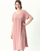 Plus Size Cotton Short-Sleeve Round Neck Sleep Dress
