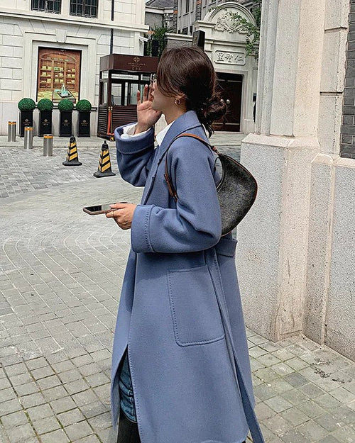Wool Belted Long Warp Coat