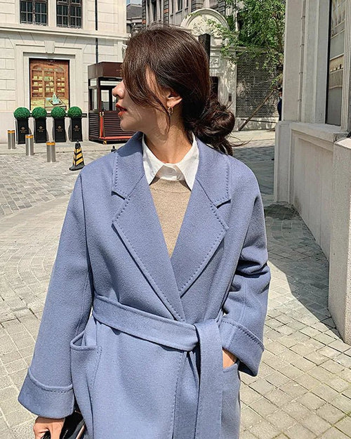 Wool Belted Long Warp Coat