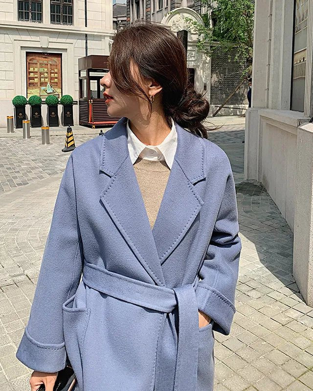 Wool Belted Long Warp Coat