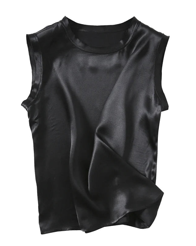 Mulberry Silk Satin Sleeveless Tank Top