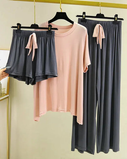 Modal Short Sleeve 3-Piece Pajama Set