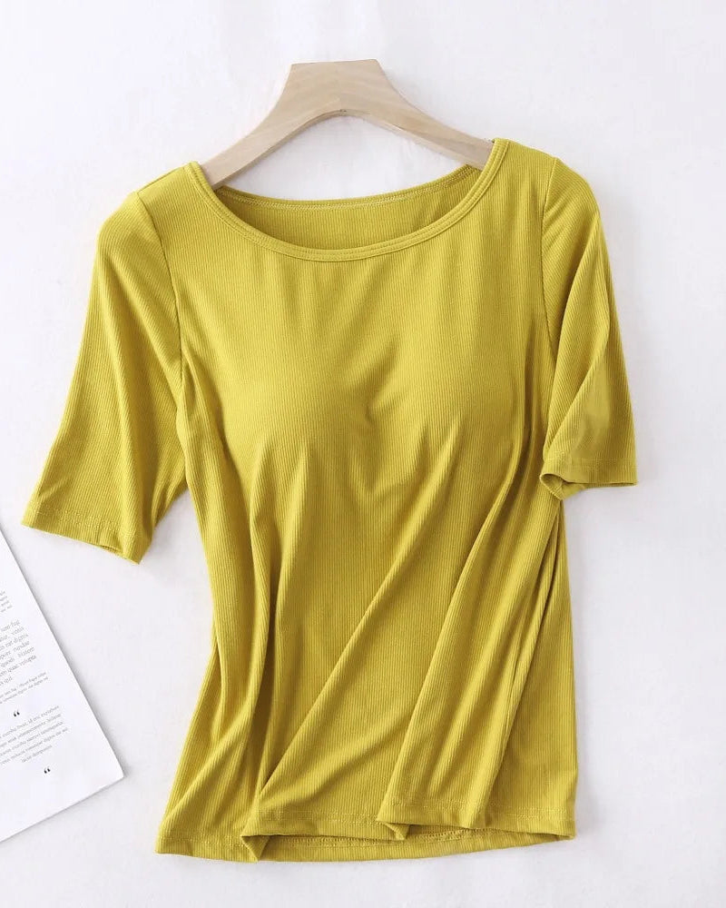 Modal Cotton Padded Half-Sleeve Sleep Top