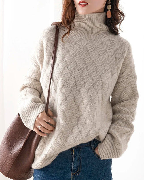 Slouchy Turtleneck Wool Sweater