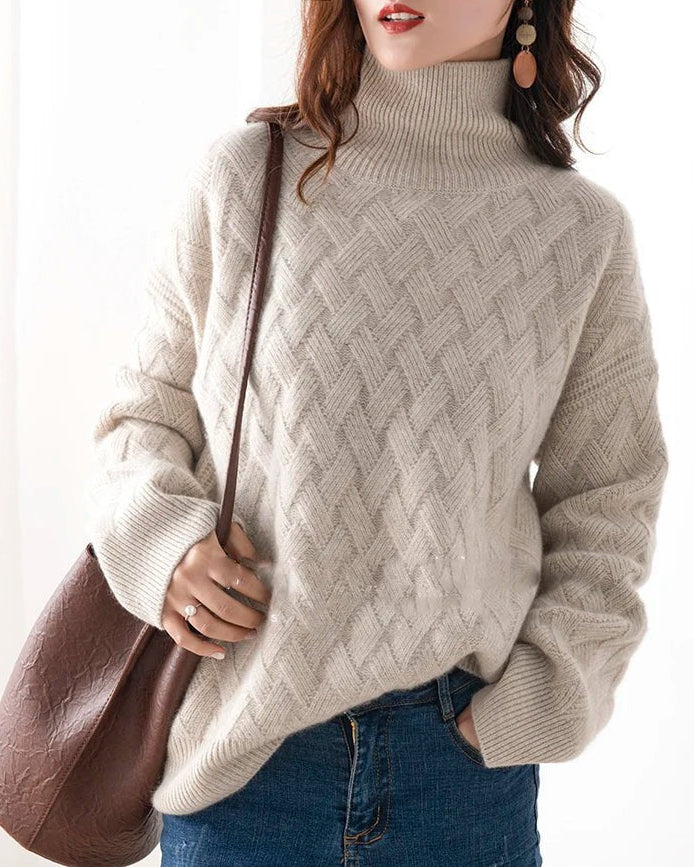 Slouchy Turtleneck Wool Sweater