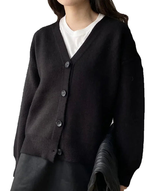 Casual V-Neck Solid Short Cardigan
