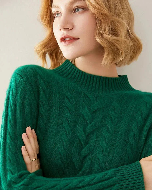Cable Knit O-neck Wool Sweater