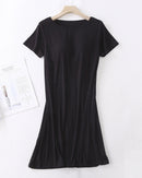 Modal Built-In Bra Short Sleeve Knee-Length Sleep Dress