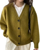 Casual V-Neck Solid Short Cardigan