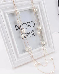 Double Layer Pearl Necklace SweaterChain
