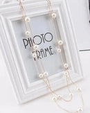 Double Layer Pearl Necklace SweaterChain