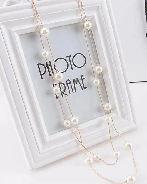 Double Layer Pearl Necklace SweaterChain