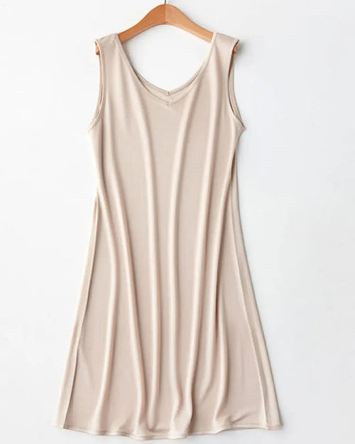 Mulberry Silk Knit V-Neck Sleeveless Mini Slip Dress